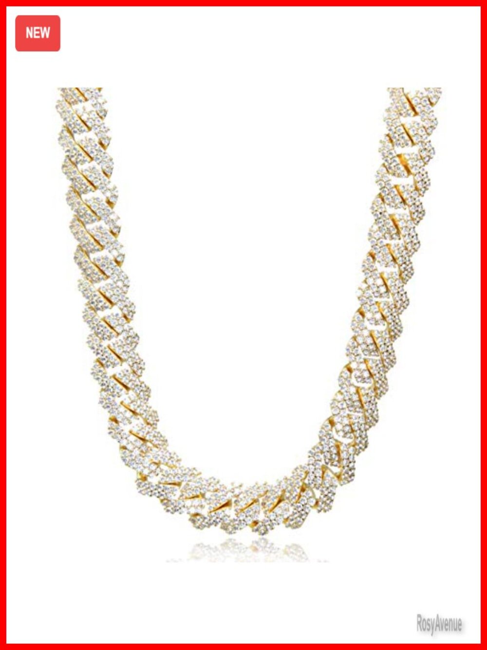 15mm Iced Out Diamond Cuban Link Chain 18K Gold Plated Necklace Bracelet Men